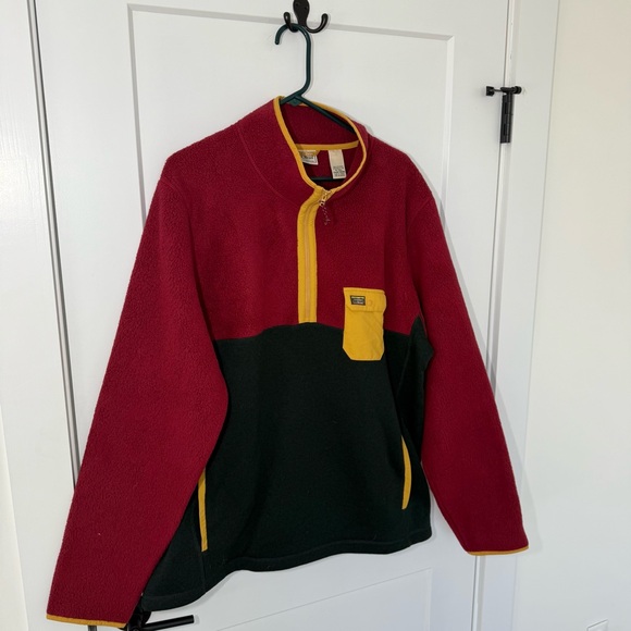 LL Bean L.L.Sweater Fleece Sherpa Hybrid Pullover. 1/4 Zip Multicolor Outdoor. - Picture 3 of 7